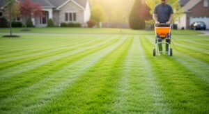 professional spring lawn fertilization for thick green grass and healthy growth