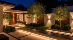 modern landscape lighting trends with LED low voltage outdoor lighting design
