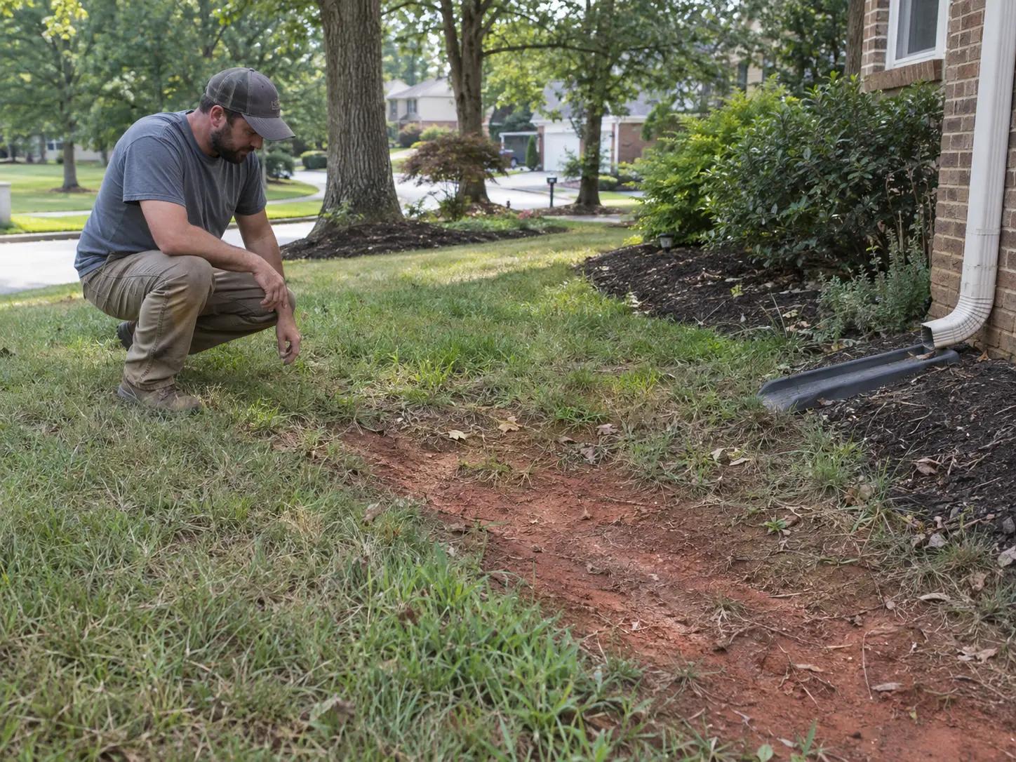 Charlotte landscape soil and drainage assessment in a residential yard