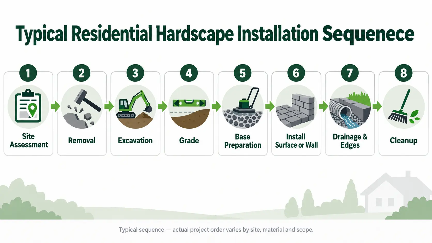 Hardscape installation process from site assessment through cleanup